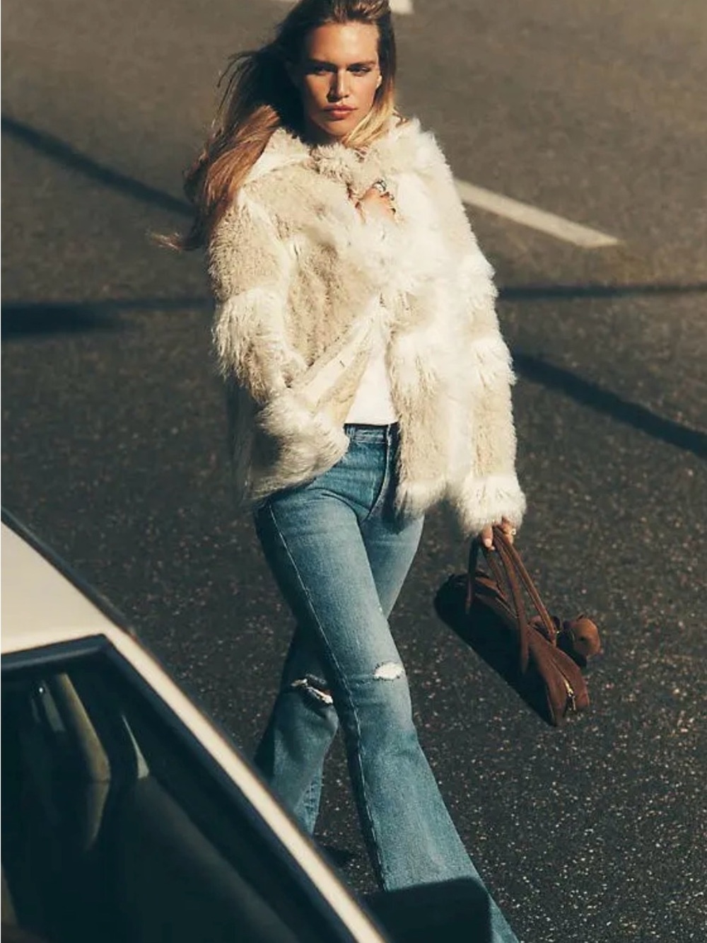 Pilcro Shaggy Faux Fur Jacket